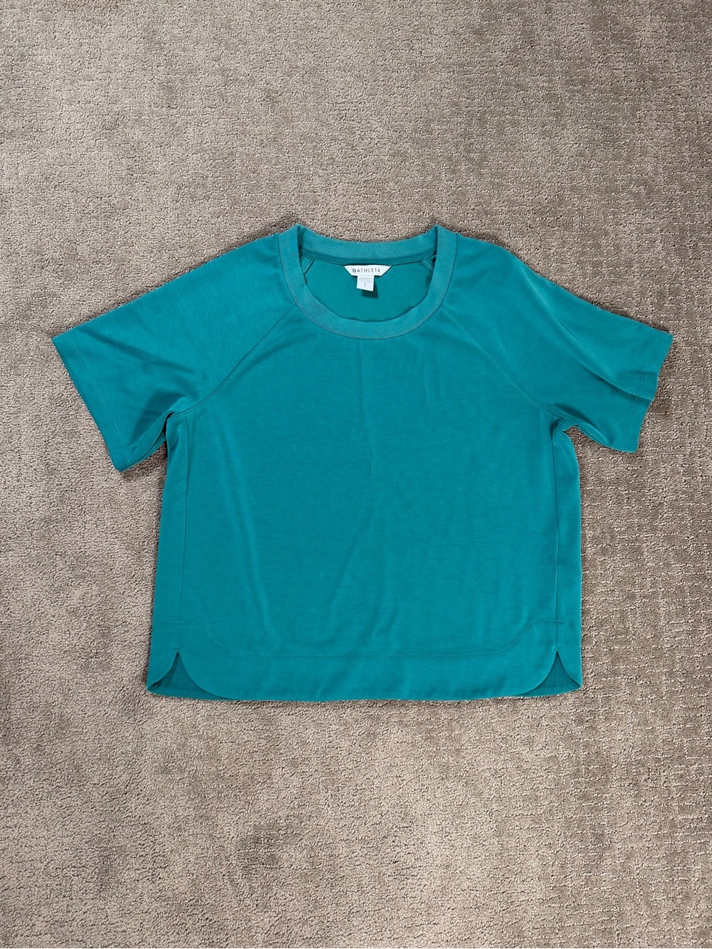 Athleta Seasoft Sweatshirt Short SleeveTee Teal Green Womens Size Small